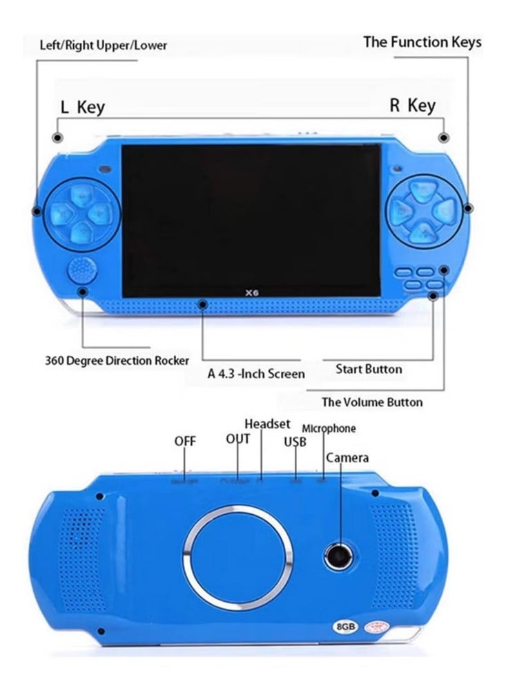X6 Retro Handheld Video Game Console, 8GB 128-bit 10000+ Games 4.3inch, Support Music Video with Camera - Image 2