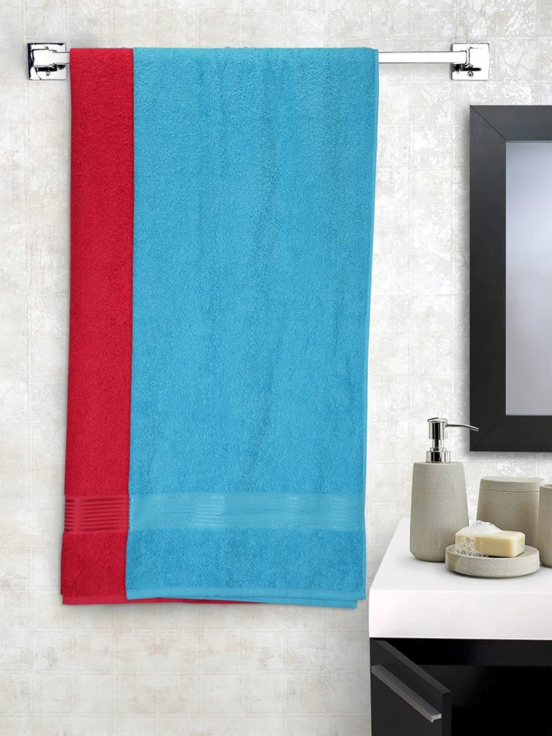 KOPA by Bianca 400 GSM 100% Cotton Soft Terry Towel l 2pc Bath Towel l Bath Towel l Towel for Bath l D`Ross l Turq-Red - Image 1