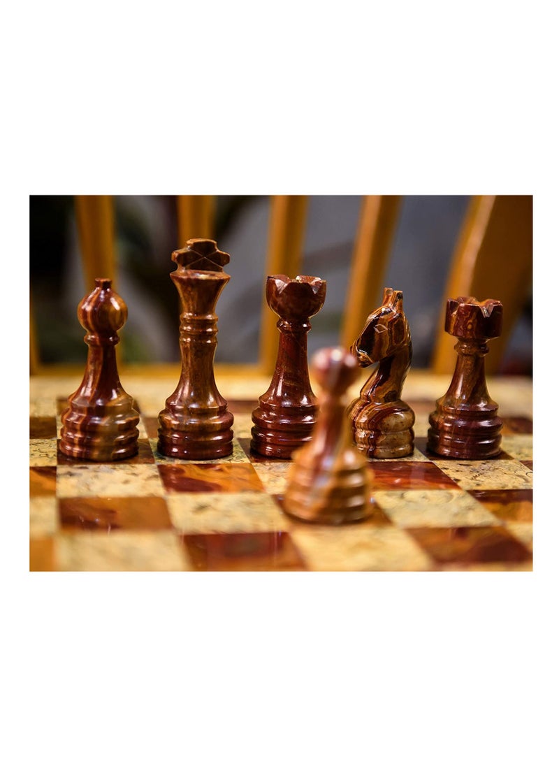 RADICALn Handmade Coral and Red Marble 15 Inch Chess Set Perfect for Home Decor Best Tournament Game  - Image 3