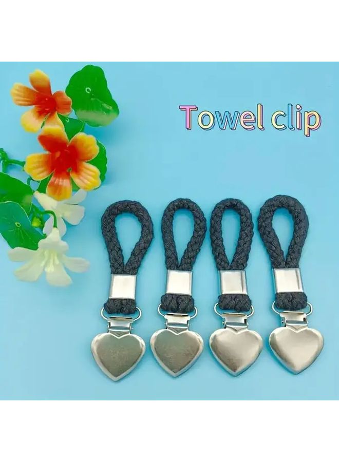 Black Towel Clips 4pcs Multi Functional Storage Rack For Kitchen Bathroom Home - Image 2