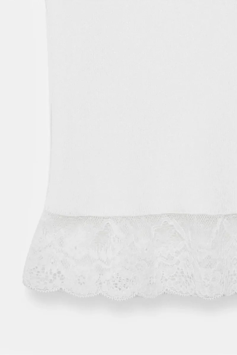 Dilvin White DILVIN Ribbed Lace Halterneck Blouse for Women | Best Price UAE