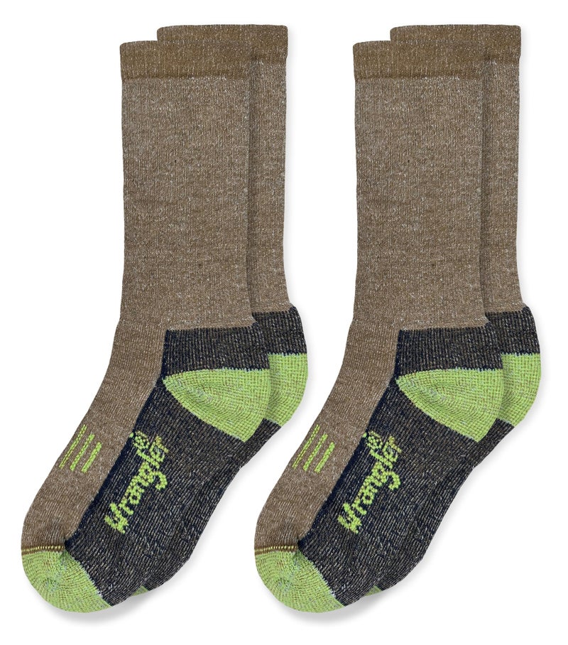 Wrangler Boy's Merino Wool Cushion Seamless Boot Socks 2 Pair Pack, Tan, Small - Image 1