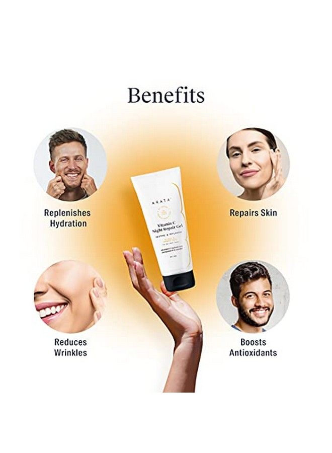 Arata Vitamin C Night Repair Gel (50 ML) |With Pomegranate, Hyaluronic Acid & Cucumber | All Skin Types | Restores & Replenishes Skin | All-Natural, Vegan & Cruelty-Free | Night Cream For Women & Men - Image 5