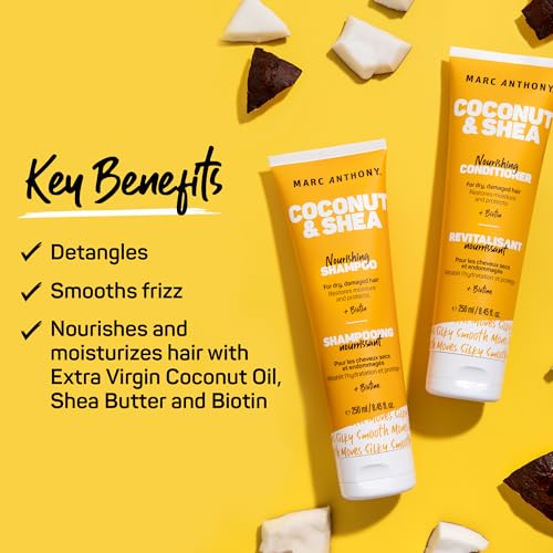 Marc Anthony Volumizing Shampoo and Conditioner Set with Coconut Oil & Shea Butter - Nourishing & Hydrating Haircare Infused with Biotin for Dry & Damaged Hair - Restore Moisture & Protects Hair - Image 2