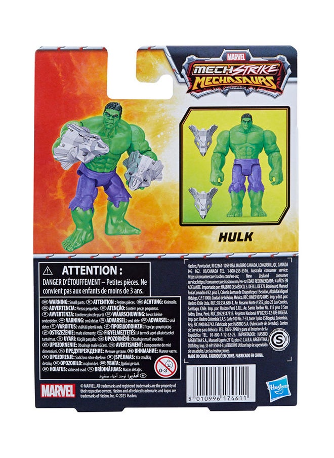 MARVEL CLASSIC - Marvel Mech Strike Mechasaurs Hulk Action Figure, 4.5-Inch, with  Accessories, Marvel Toys - Image 1