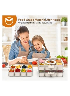 Anmi 2025 New Food Containers,Divided Serving Tray with Lid and Handle,Snackle Box Container for Candy, Fruits, Nuts, Portable Snack Box for Picnic,Party,8 Compartments Clear snack containers(1 Pack)  - Image 4