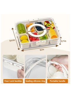 Anmi 2025 New Food Containers,Divided Serving Tray with Lid and Handle,Snackle Box Container for Candy, Fruits, Nuts, Portable Snack Box for Picnic,Party,8 Compartments Clear snack containers(1 Pack)  - Image 3