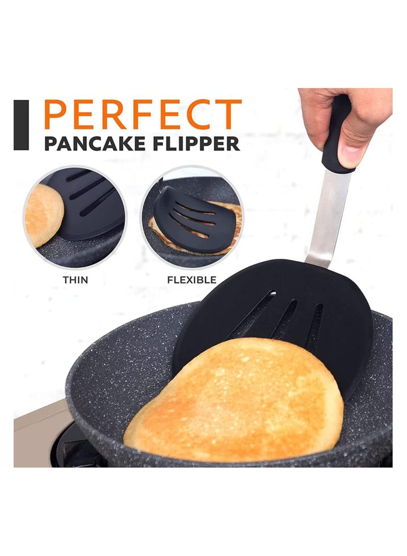 Silicone Turner Spatula Pancake Spatula Nonstick Set 600F Heat-Resistant Flexible Rubber Silicone Spatulas - Silicone Cooking Utensil Set Egg Turners, Pancake Flippers, Kitchen Spatulas - Image 2