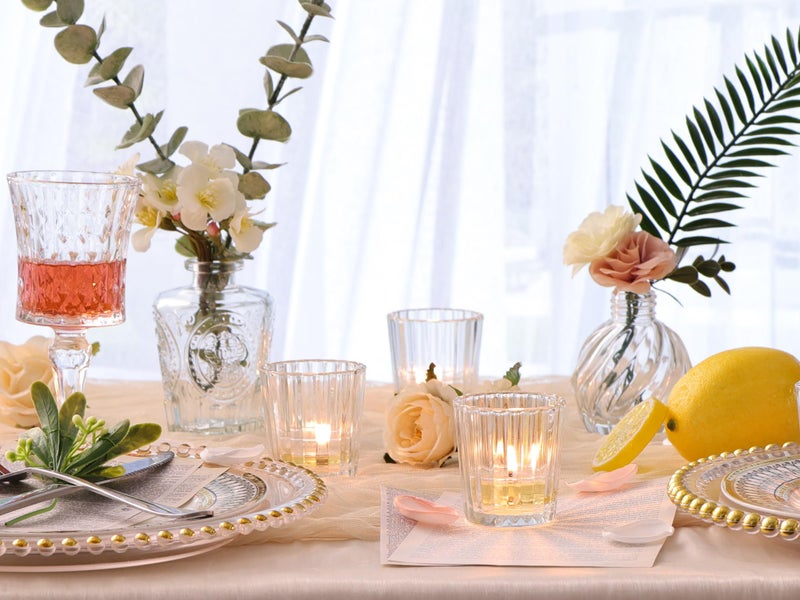 NITIME 24Pcs Vintage Ribbed Votive Candle Holders, Glass Candle Holder for Wedding Table Decor, Tea Lights Candle Holder for Table Centerpiece, Christmas, Holiday Decor - Image 3