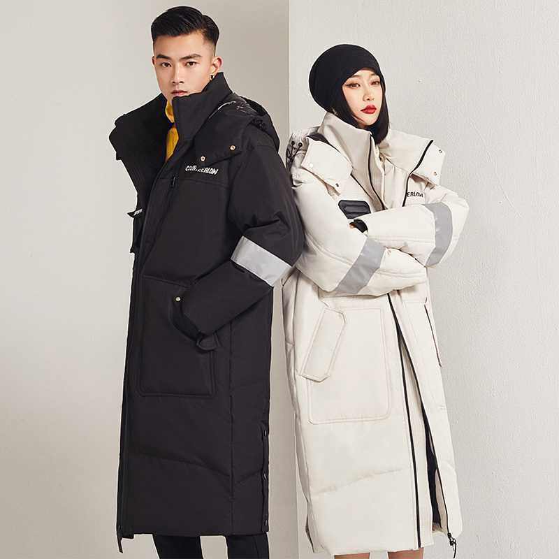 Women'S Down Jacket Men'S Mid-Length 2022 Winter Thickened Korean-Style Fashionable White Duck Down Jacket For Youth Large Size Couple - Image 2