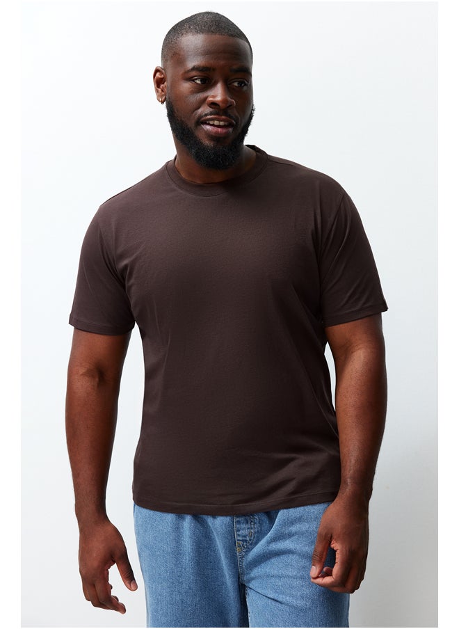 Plus Size Dark Brown Slim/Fit-fit Comfort 100% Cotton Basic T-shirt TMNSS23TS00132 - pzsku/Z9638640B0979FFF327E4Z/45/_/1730940988/b3973f4d-8510-419c-8b10-45c38800d977