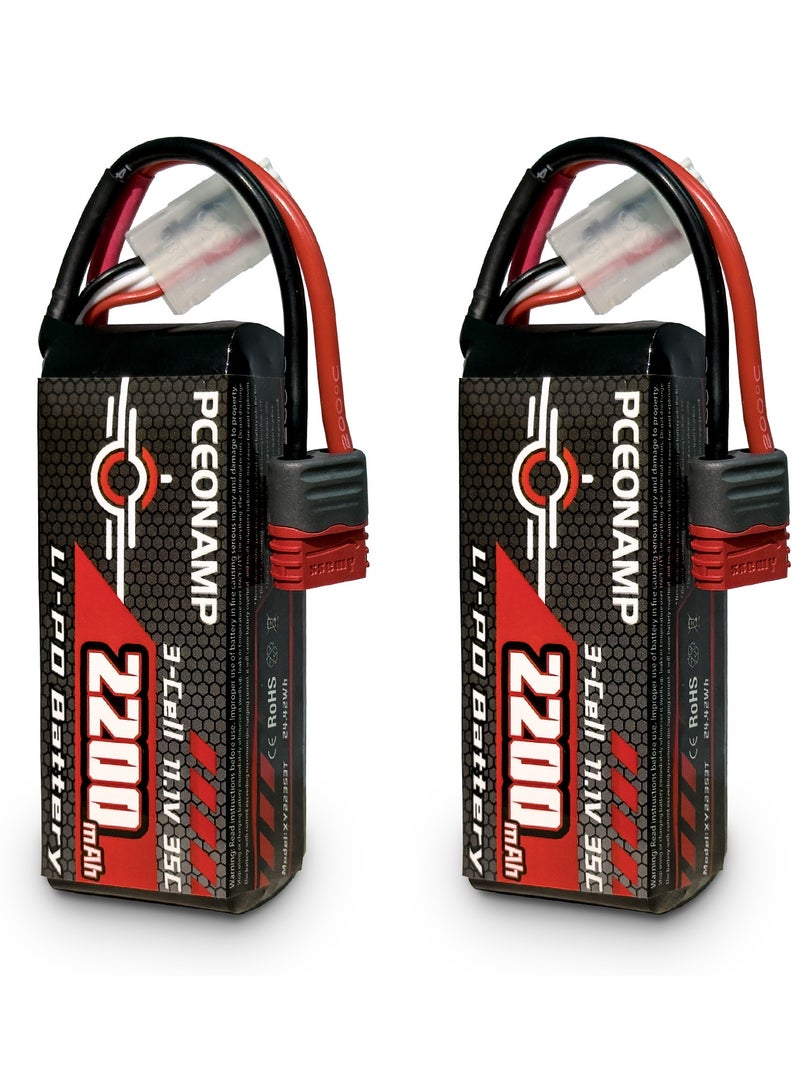 PCEONAMP 3S Lipo Battery 2200mAh 11.1V 35C with T Plug Rechargeable High Capacity RC Battery Soft Case Fit for RC Airplane Helicopter Quadcopter RC Car Truck Boat - Image 1