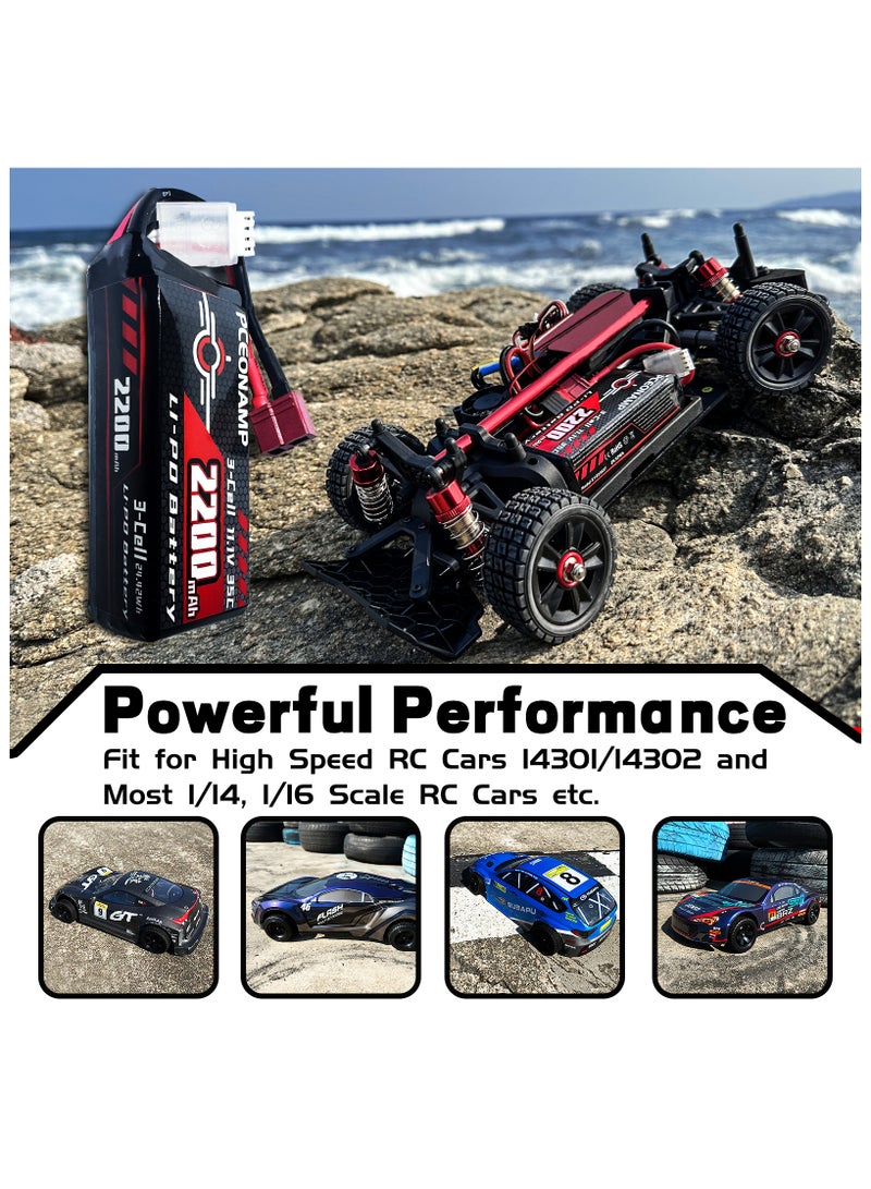 PCEONAMP 3S Lipo Battery 2200mAh 11.1V 35C with T Plug Rechargeable High Capacity RC Battery Soft Case Fit for RC Airplane Helicopter Quadcopter RC Car Truck Boat - Image 5