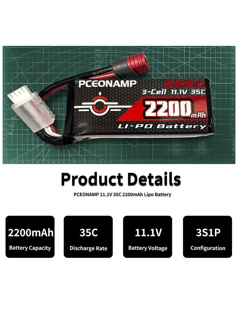 بيسيونأمب 3S ليبو بطارية 2200mAh 11.1V 35C مع T التوصيل قابل للشحن عالية القدرة RC بطارية ناعمة الحالة مناسبة ل RC طائرة هليكوبتر رباعية RC سيارة شاحنة قارب - Image 4
