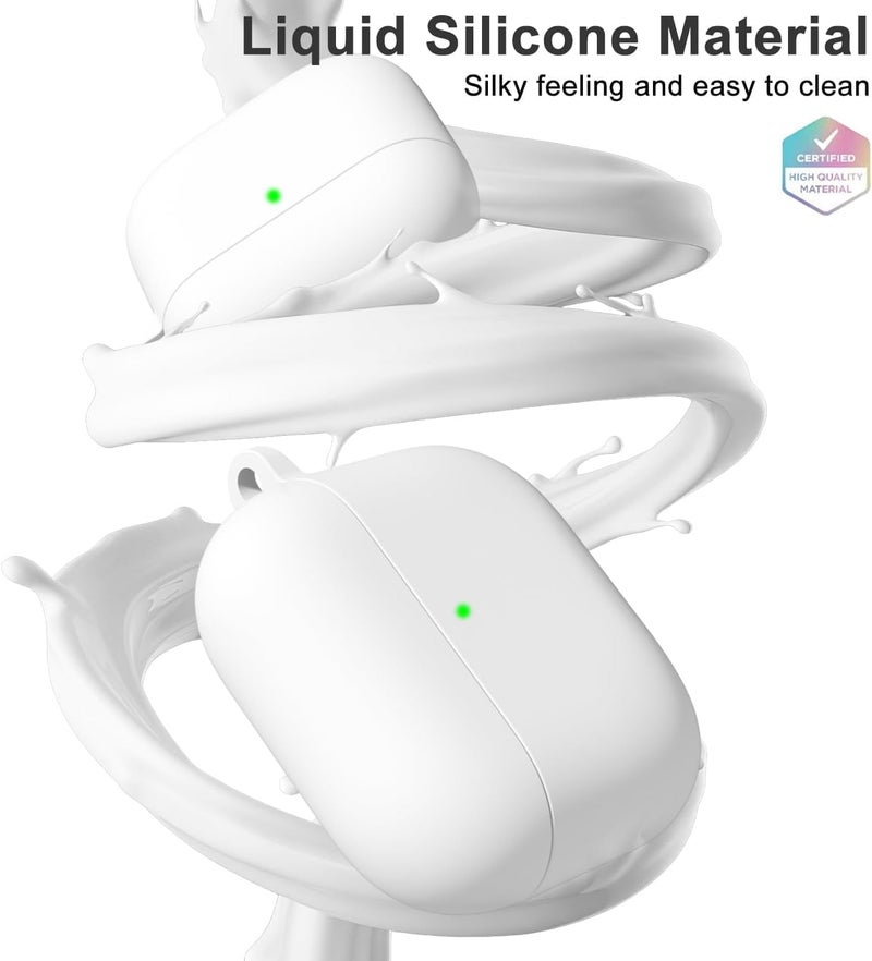 Emoh Roced for Apple Airpods 4th Generation Case Cover(2024), Silicone Case with Cleaner Kit & Keychain Compatible Compatible with Airpods 4 (White) - Image 5
