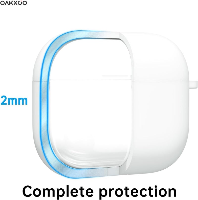 Emoh Roced for Apple Airpods 4th Generation Case Cover(2024), Silicone Case with Cleaner Kit & Keychain Compatible Compatible with Airpods 4 (White) - Image 4