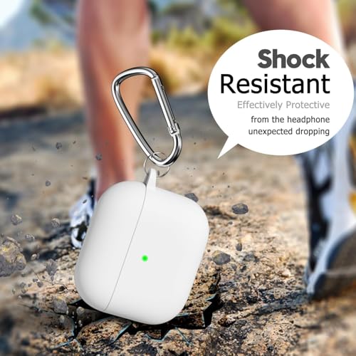 Emoh Roced for Apple Airpods 4th Generation Case Cover(2024), Silicone Case with Cleaner Kit & Keychain Compatible Compatible with Airpods 4 (White) - Image 3