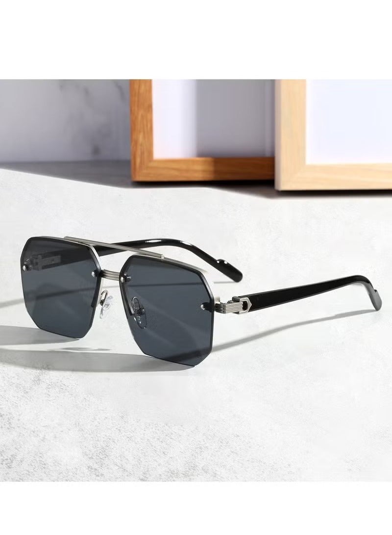 Generic Aviator Men's Sunglasses Men Women High-Quality Metal Sturdy Semi Frame Sunglasses for Women Men Sun Glassess Accessories Eye UV400 Protection Shades for Driving Outdoor  - Image 1