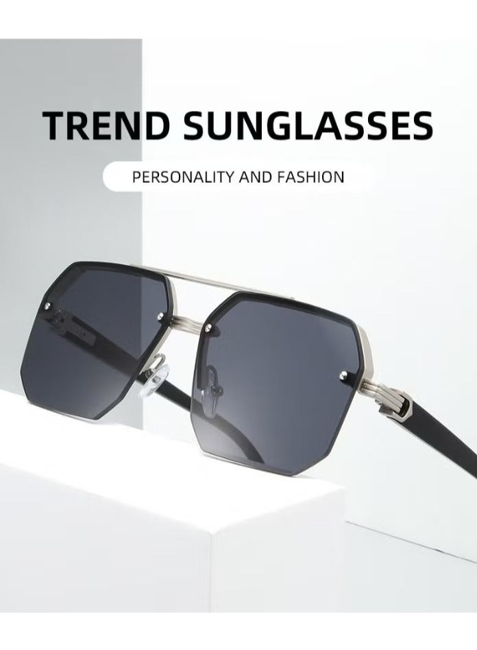 Generic Aviator Men's Sunglasses Men Women High-Quality Metal Sturdy Semi Frame Sunglasses for Women Men Sun Glassess Accessories Eye UV400 Protection Shades for Driving Outdoor  - Image 2