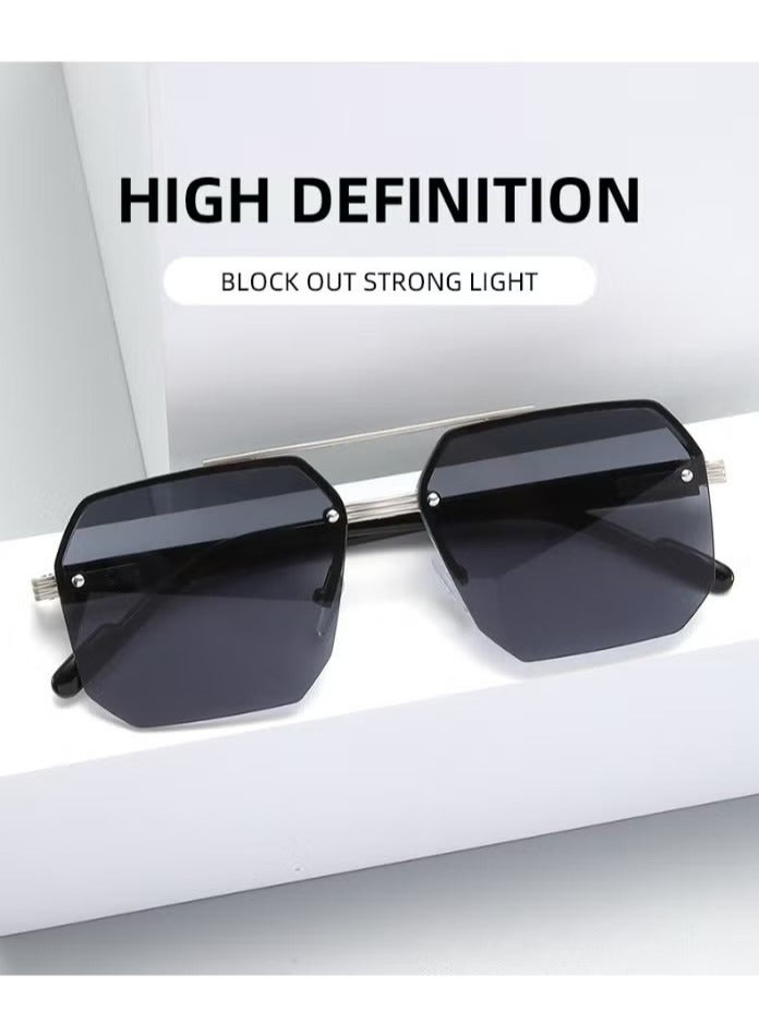 Generic Aviator Men's Sunglasses Men Women High-Quality Metal Sturdy Semi Frame Sunglasses for Women Men Sun Glassess Accessories Eye UV400 Protection Shades for Driving Outdoor  - Image 3