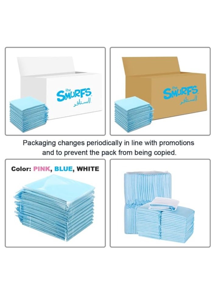 السنافر سجادة تغيير الحفاضات للاستعمال مرة واحدة، 95 قطعة، سجادة ناعمة مقاومة للماء، سجادة تغيير الحفاضات المحمولة المقاومة للتسرب، مضادة للتسرب تحت الوسادة، وسادة حماية لطاولة المرتبة - Image 4