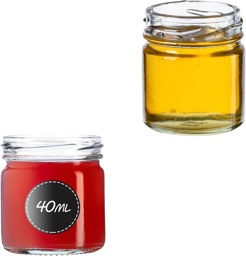 KADAX Preserving jars, 40 ml, mini preserving jars, spice jars with screw lids, jars, sample jars, jam jars, mini honey jars, round jars (pack of 10, without lids) - Image 1