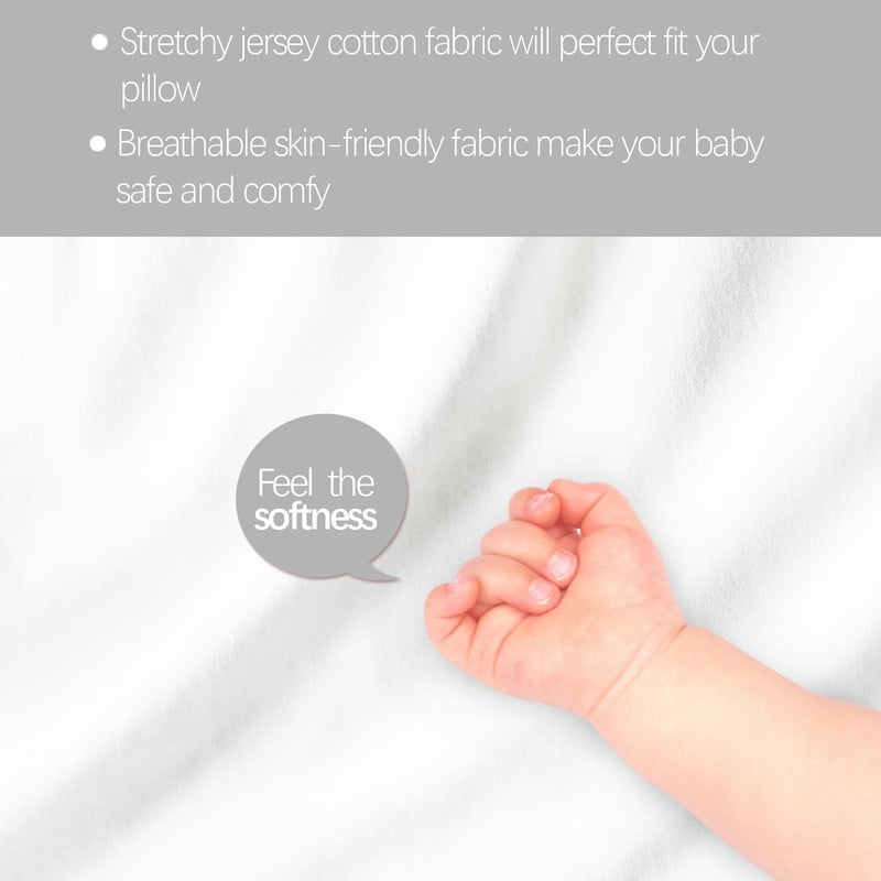 Biloban Organic Cotton 2 Pack Toddler Travel Pillowcase for Children Kid Pillows 13"x 18" or 14"x19", Envelope Travel Toddler Pillow Cover Case (White) - Image 2