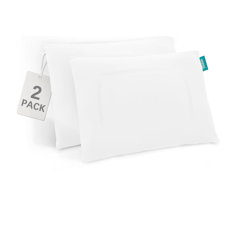 Biloban Organic Cotton 2 Pack Toddler Travel Pillowcase for Children Kid Pillows 13"x 18" or 14"x19", Envelope Travel Toddler Pillow Cover Case (White) - Image 1