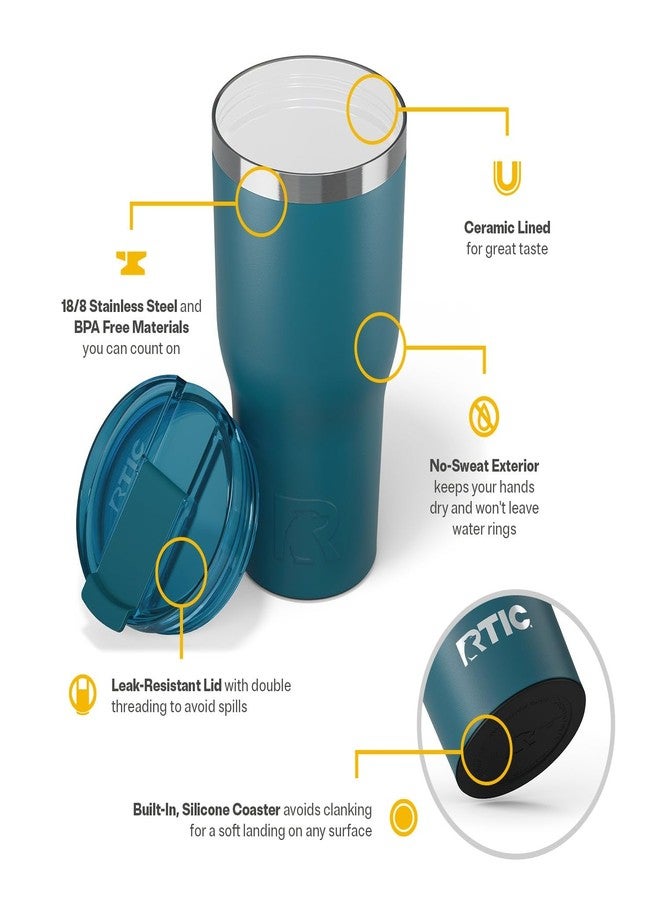RTIC 30oz Essential Tumbler with Lid, Ceramic Lined, Insulated, Stainless Steel, Metal, Double Wall Vacuum-Insulation, Travel Cup for Iced Coffee, Tea, Hot and Cold Drink, Marine - Image 4