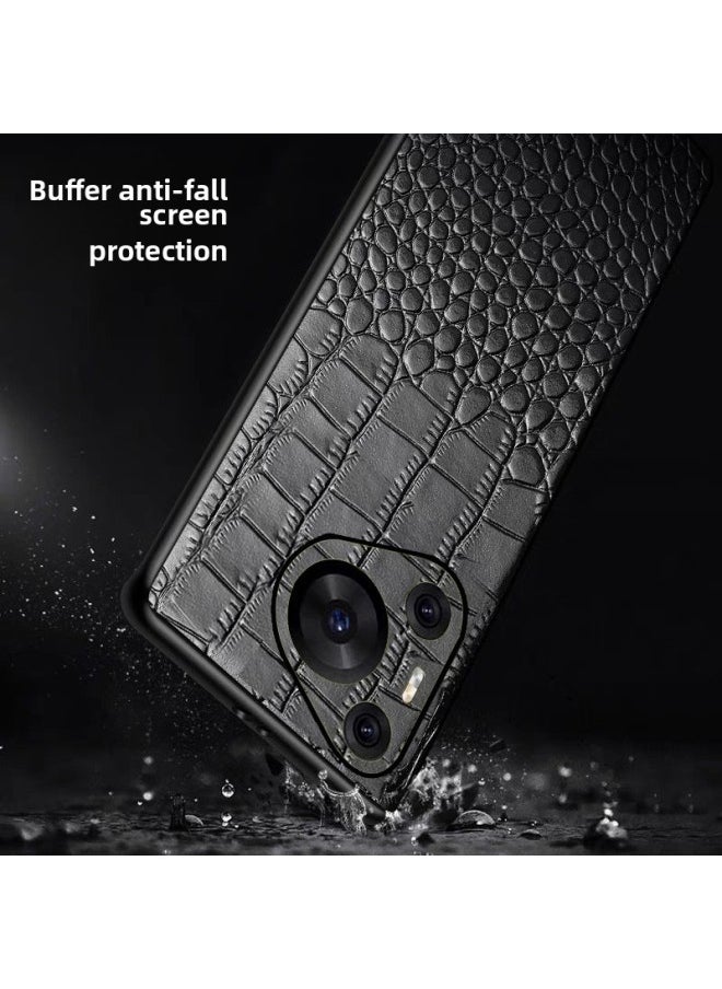 Generic - For Huawei P70Ultra Phone Case Pura Crocodile Pattern P60 Head Layer P50e Cowhide P40 Pro Men's Style-Color:[real First-layer Cowhide Crocodile Red + Lens Edge Leather]-Applicable Models:[consult Receipt Of The Goods And Post Them Politely] - Image 1