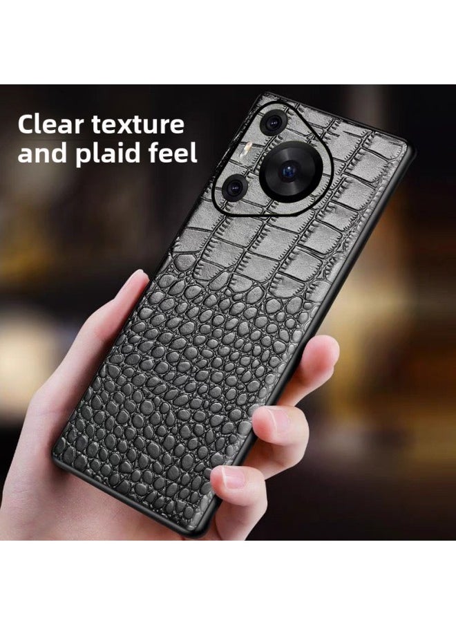 Generic - For Huawei P70Ultra Phone Case Pura Crocodile Pattern P60 Head Layer P50e Cowhide P40 Pro Men's Style-Color:[real First-layer Cowhide Crocodile Red + Lens Edge Leather]-Applicable Models:[consult Receipt Of The Goods And Post Them Politely] - Image 1