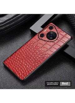For Huawei P70Ultra Phone Case Pura Crocodile Pattern P60 Head Layer P50e Cowhide P40 Pro Men's Style-Color:[real First-layer Cowhide Crocodile Red + Lens Edge Leather]-Applicable Models:[consult Receipt Of The Goods And Post Them Politely]