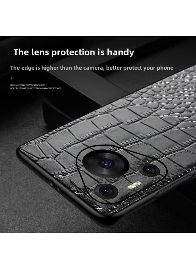 Generic - For Huawei P70Ultra Phone Case Pura Crocodile Pattern P60 Head Layer P50e Cowhide P40 Pro Men's Style-Color:[real First-layer Cowhide Crocodile Red + Lens Edge Leather]-Applicable Models:[consult Receipt Of The Goods And Post Them Politely] - Image 1