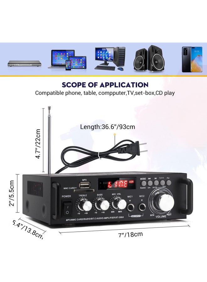 Neutral Mini Small Power Amplifier Speaker Power Amplifier Card U Disk Radio 12v220v Bluetooth Power Amplifier Bt-298a - Image 2