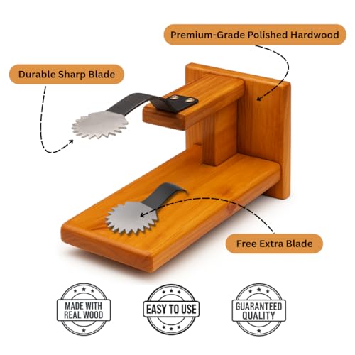 YATTA Traditional Coconut Scraper Manual with Extra Blade | Polished Wooden Table-Top Design | Easy to Use Handheld Coconut Grater | Chirava Grater Thengai Thuruvi - Image 2