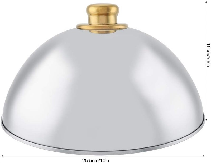 Generic Stainless Steel Food Cover for Restaurant Banquet Cafeteria Manual Polished Dome Plate with Handle Large Small (10inch) - Image 4