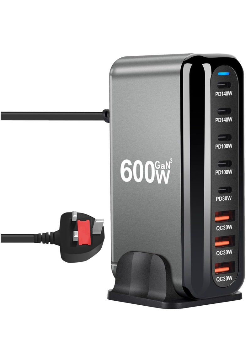 600W GaN USB C Fast Charger, 8 Port Charging Station Hub Block, Wall Charger Power Strip Adapter Plug Cube Laptop Charger For MacBook Air Sumsung iPhone iPad - Image 1