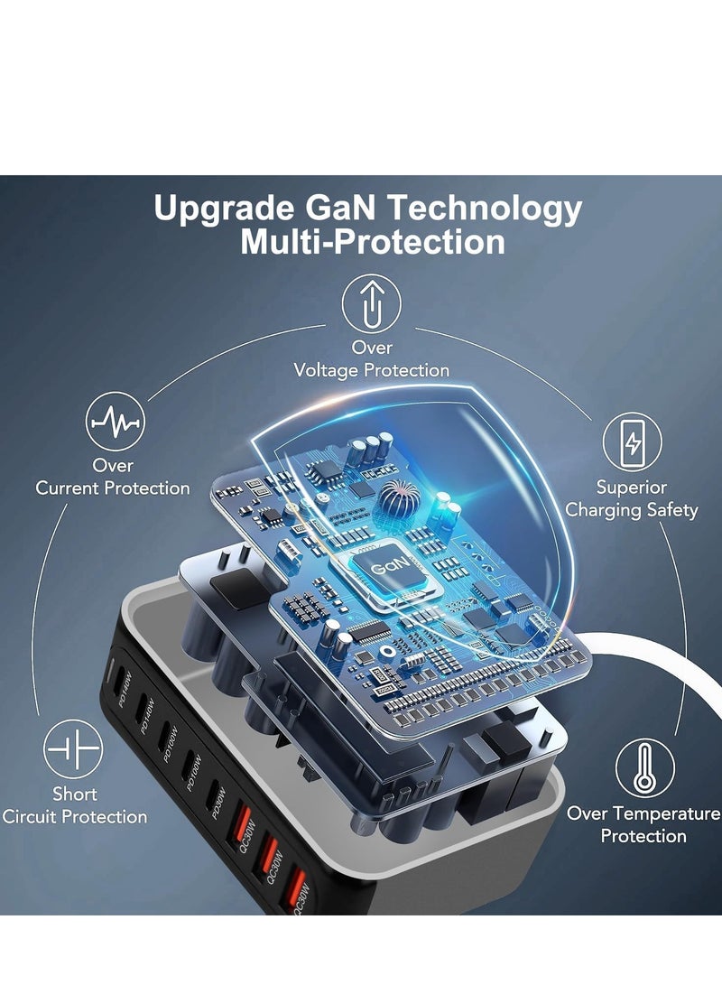 600W GaN USB C Fast Charger, 8 Port Charging Station Hub Block, Wall Charger Power Strip Adapter Plug Cube Laptop Charger For MacBook Air Sumsung iPhone iPad - Image 2