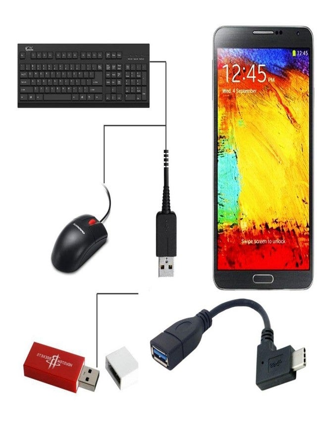 chenyang USB C OTG Cable USB 3.0 Type A to USB C 90 Degree Right Angled Extension Data Cable - Image 2