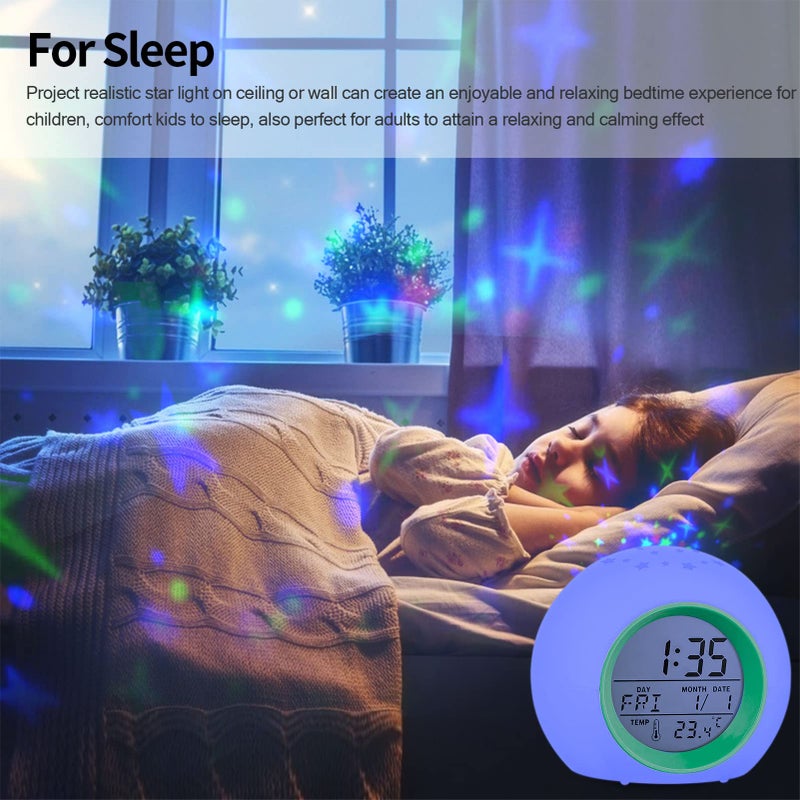 Tarklanda Alarm Clock for Kids,Moon Stars Projector Alarm Clock,7 Color Changing Night Light,Snooze Touch Control Temperature for Kidsâ€™ Bedroom, Digital Clock for Girls Boys Children Birthday Gifts - Image 5