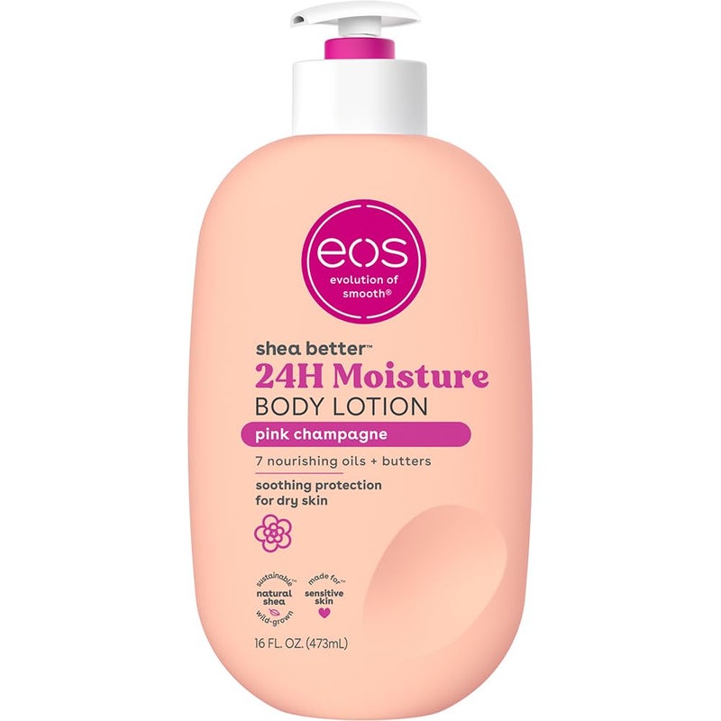 eos Shea Better Body Lotion Pink Champagne, 24-Hour Moisture Skin Care, Lightweight & Non-Greasy, Natural Shea, Vegan, 16 fl oz - Image 1