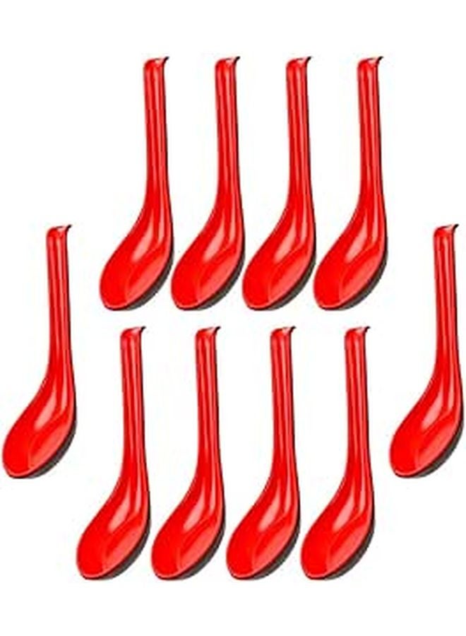 10Pcs Long Handle Melamine Soup Spoons High Temperature Resistant For Ramen Noodles - Image 1