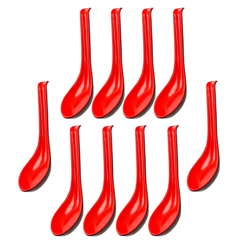 10Pcs Long Handle Melamine Soup Spoons High Temperature Resistant For Ramen Noodles - Image 2