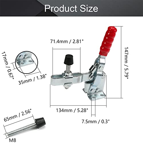 Utoolmart Hand Tool Vertical Toggle Clamp GH12130 Quick Release Clamp 227kg Holding Capacity Adjustable Toggle Clamp 2 Pcs - Image 3