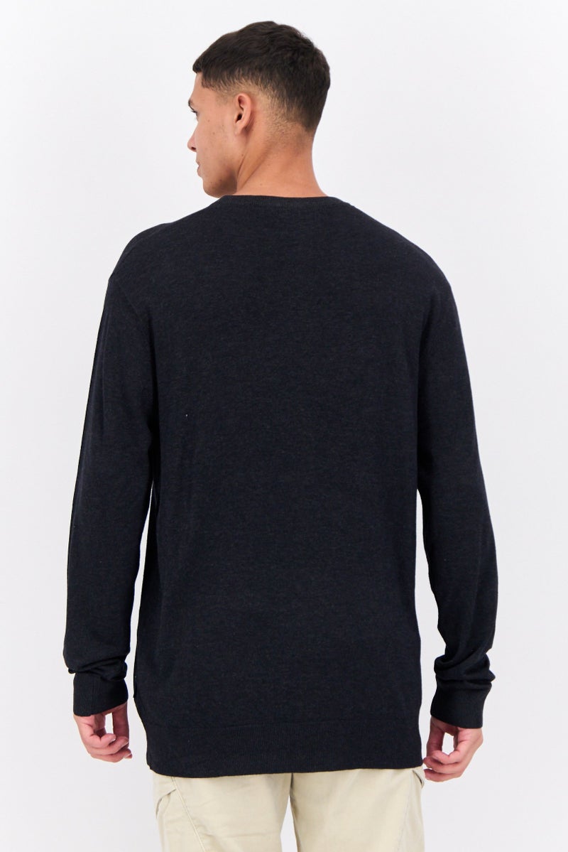 French Connection Men Crew Neck Knitted Sweater, Dark Navy Melange - Image 3
