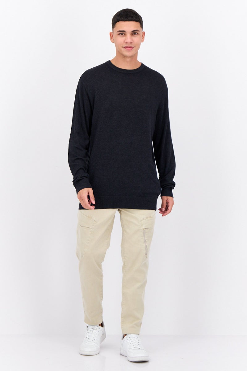 French Connection Men Crew Neck Knitted Sweater, Dark Navy Melange - Image 4