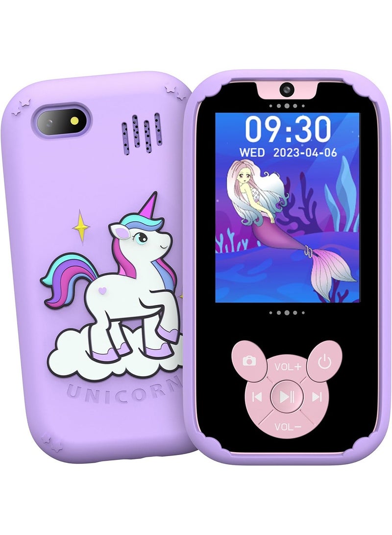 ZONEY Kids Smart Phone, Toddler Kids Camera Phone Toy, Touchscreen Unicorn Learning Toy Phone with Educational Games, Dual Camera MP3 Music Player, Boys Girls Birthday Gifts (Purple) - Image 1