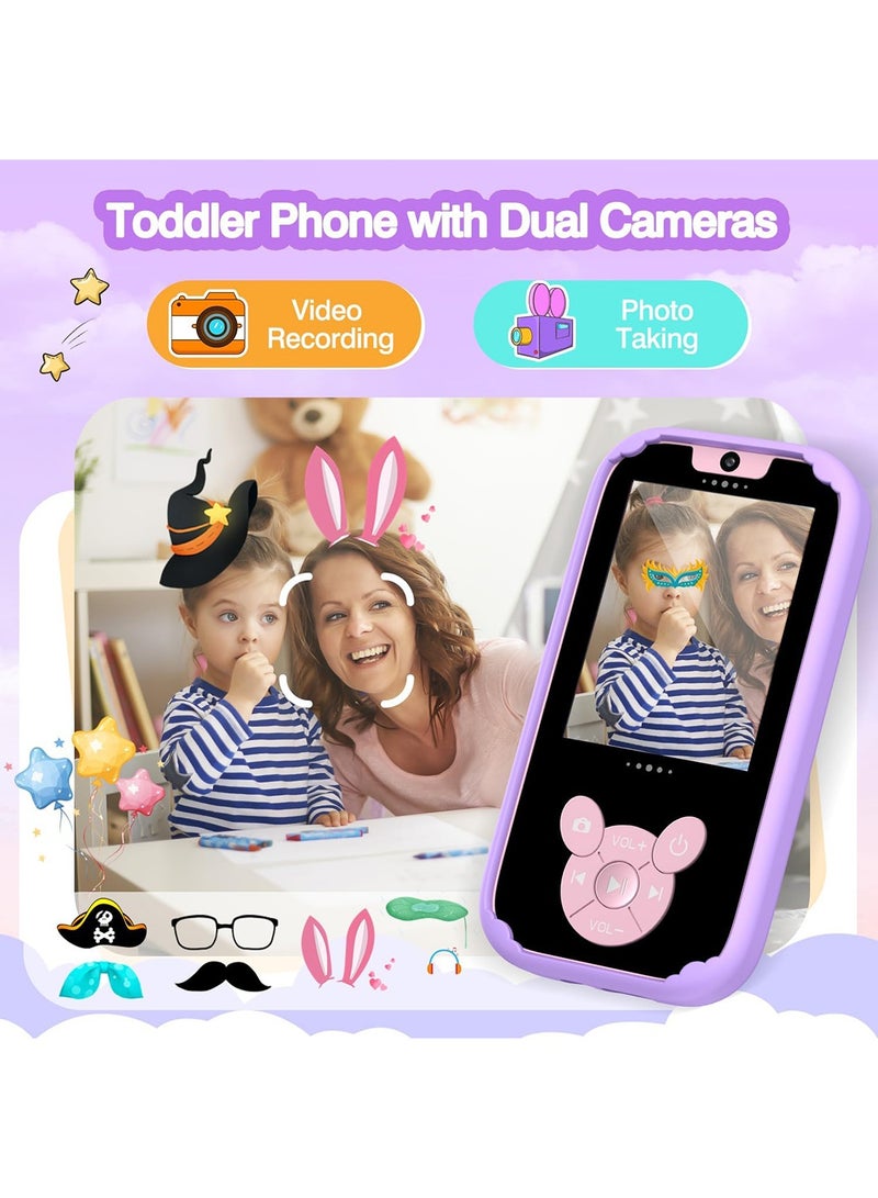 ZONEY Kids Smart Phone, Toddler Kids Camera Phone Toy, Touchscreen Unicorn Learning Toy Phone with Educational Games, Dual Camera MP3 Music Player, Boys Girls Birthday Gifts (Purple) - Image 2