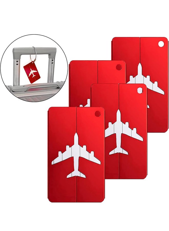 Tersely [4 Pack] Luggage Tags Business Card Holder Aluminium Metal Travel ID Bag Tag for Travel Luggage Baggage Identifier