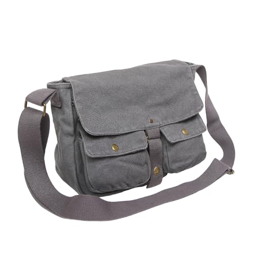 AFGWK School Vintage Canvas Messenger Bag for Men Crossbody Shoulder Bag Satchel Handbags(Slate) - Image 1